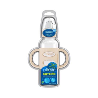Picture of Dr.Brown 8oz/250ml Narrow Sippy Spout Bottle w/ Silicone Handles,Lt Pink,1-Pack(SB81072-P3)