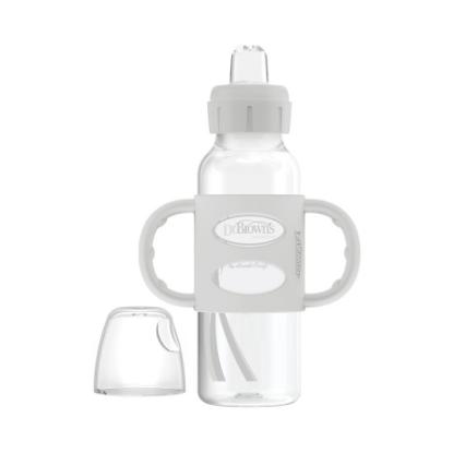 Picture of Dr.Brown 8oz/250ml Narrow Sippy Spout Bottle w/ Silicone Handles,Gray,1-Pack(SB81073-P3)