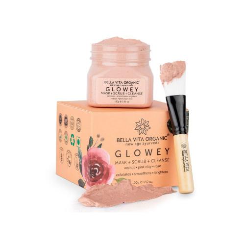 Picture of Bella Vita Organic Glowey Face Pack, Scrub & Face Wash 3-in-1 for Glowing Skin & Radiance - 100gm
